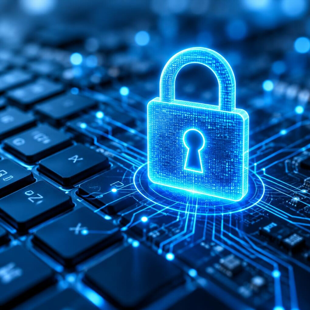 Digital padlock icon representing data security and protection
