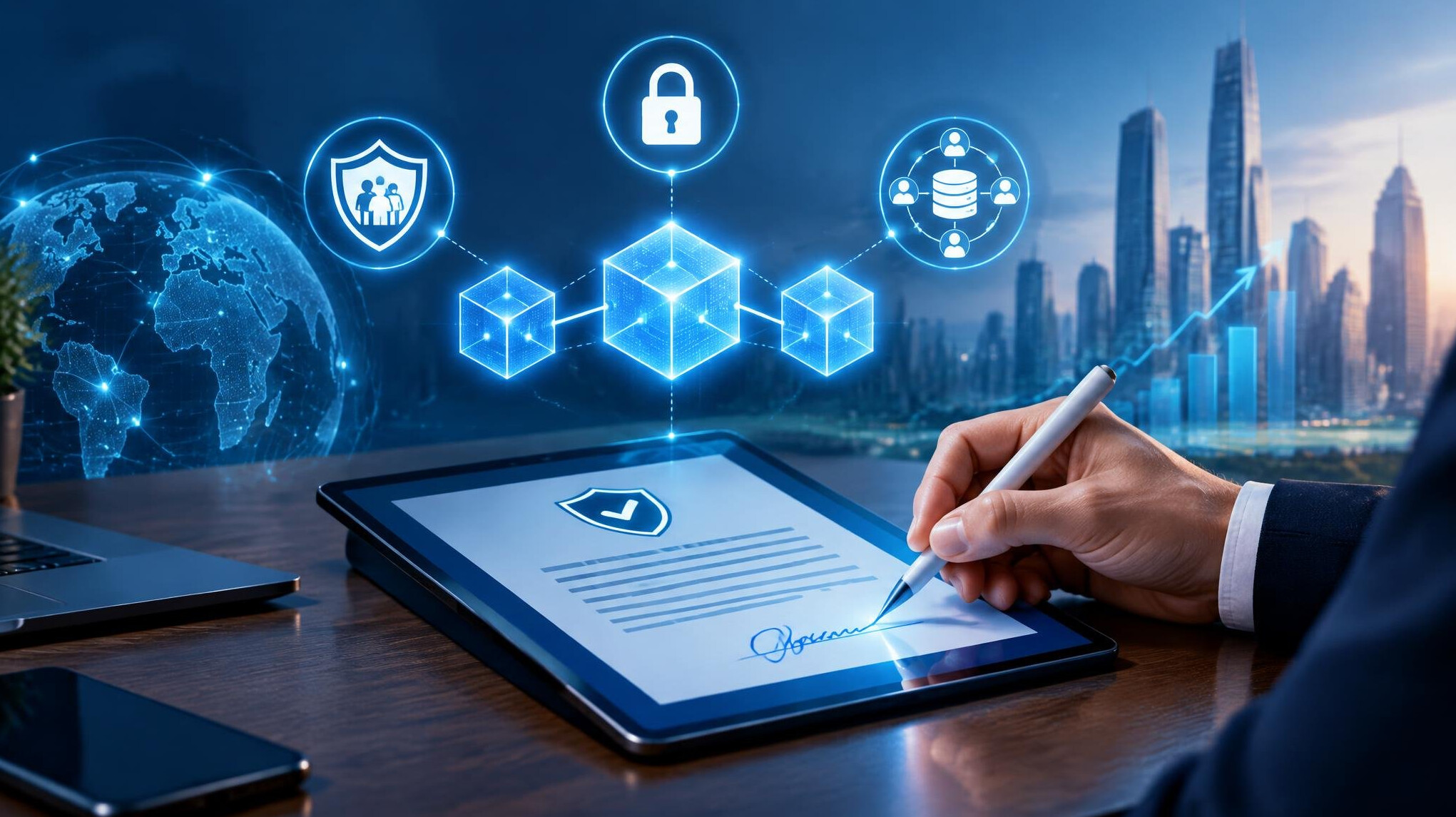 blockchain insurance concept